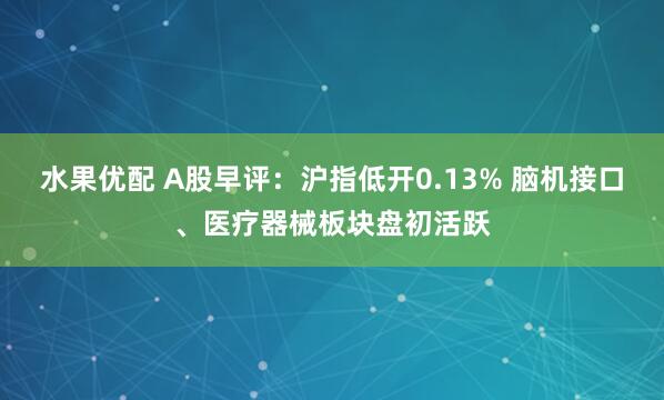 水果优配 A股早评：沪指低开0.13% 脑机接口、医疗器械板块盘初活跃