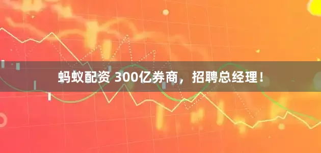 蚂蚁配资 300亿券商，招聘总经理！